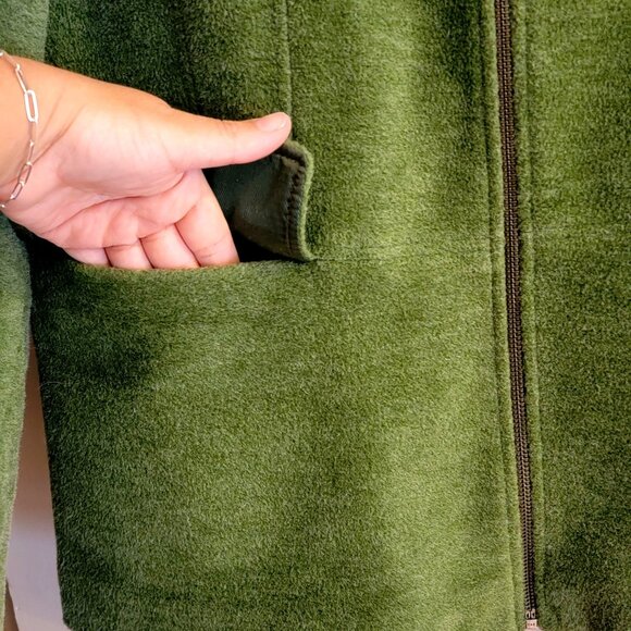 Vtg L.L.Bean Coat Green Hooded Jacket With Full-Zip Front Size Petite Lg - Picture 8 of 15
